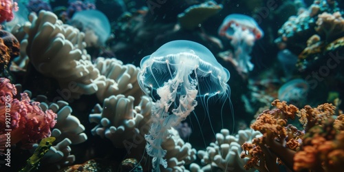 A Delicate Jellyfish Among the Coral Reefs