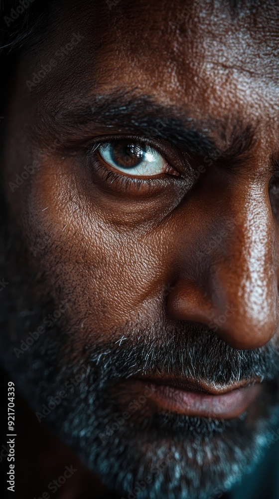 Obraz premium close-up shot of a asian man's face By Generated AI
