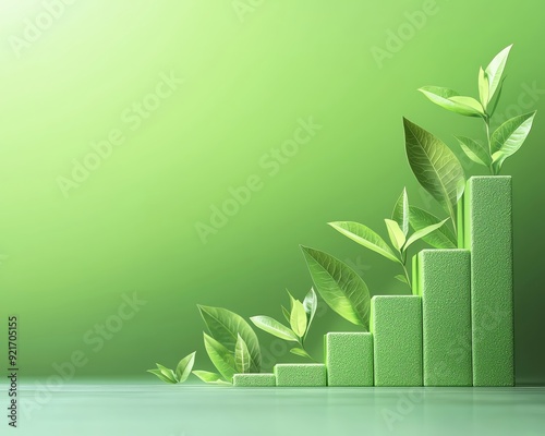 Strategic business planning, big growth concept, on green economic background, Dynamic colors, copy space for text , realistic photo high detailed