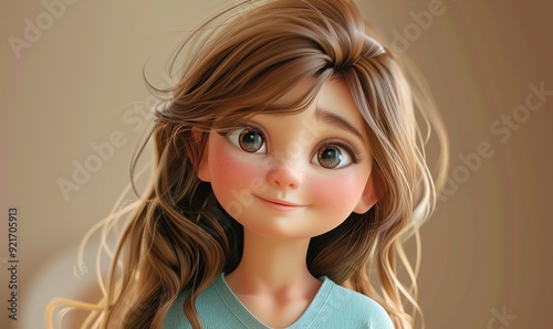 Realistic cartoon human avatar simple beautiful concept on plain background ai generated