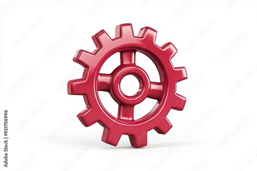 Close-Up of Glossy 3D Gear Symbolizing Process Cycles Isolated on White Close-Up of Glossy 3D Gear Symbolizing Process Cycles Isolated on White