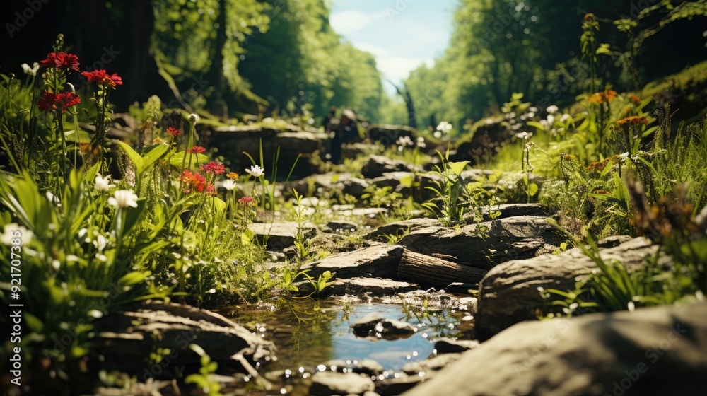 Beautiful green summer forest. Spring background, backdrop Beautiful green summer forest. Spring background, backdrop