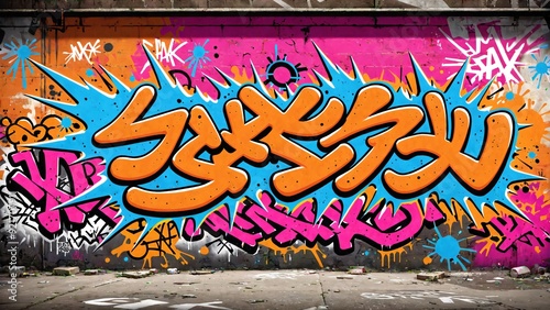 Graffiti Art Background with a Mix of Spray Paint Effects, Stencils, and Layered Street Art Elements: Gritty and Vibrant