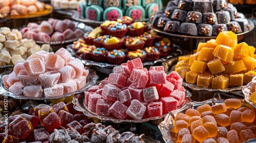 Colorful Candy and Chocolate in the Turkish Desserts, Special Concept Photo for Ramadan, ÃœskÃ¼dar Istanbul, Turkiye (Turkey)