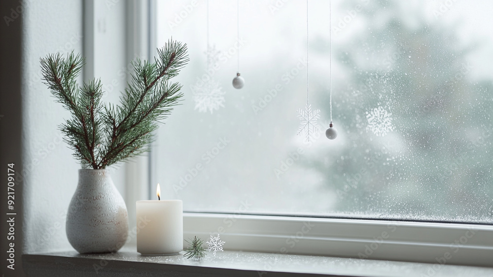 Minimalist Christmas Window: Elegant and Serene Minimalist Christmas Window: Elegant and Serene