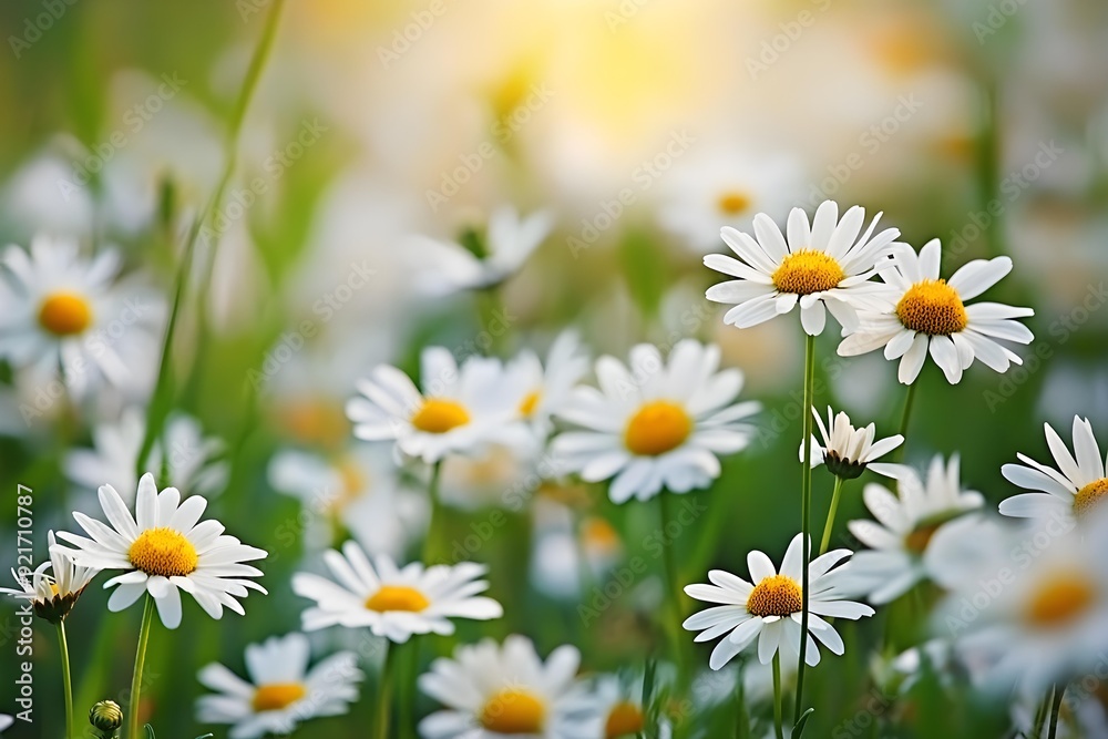 Flowers in the meadow. Beautiful natural background with daisies in spring and sunny day. Flowers in the meadow. Beautiful natural background with daisies in spring and sunny day.