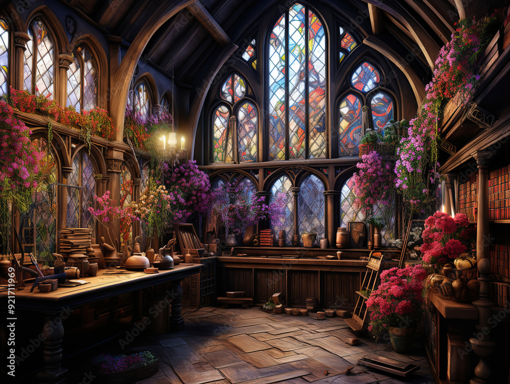 Fototapeta premium Eyecatching Fantasy Dungeon Lair Dark Fantasy Color Theme Medieval Inspi Creative Live