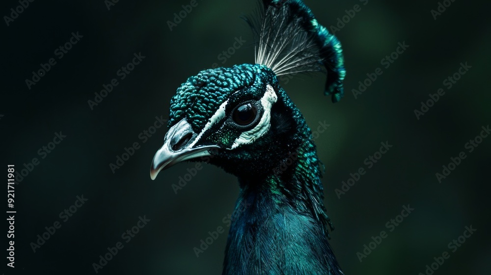 Vibrant Peacock Close-up on Dark Background, Ideal for Wildlife and Nature Designs Generative AI Vibrant Peacock Close-up on Dark Background, Ideal for Wildlife and Nature Designs Generative AI