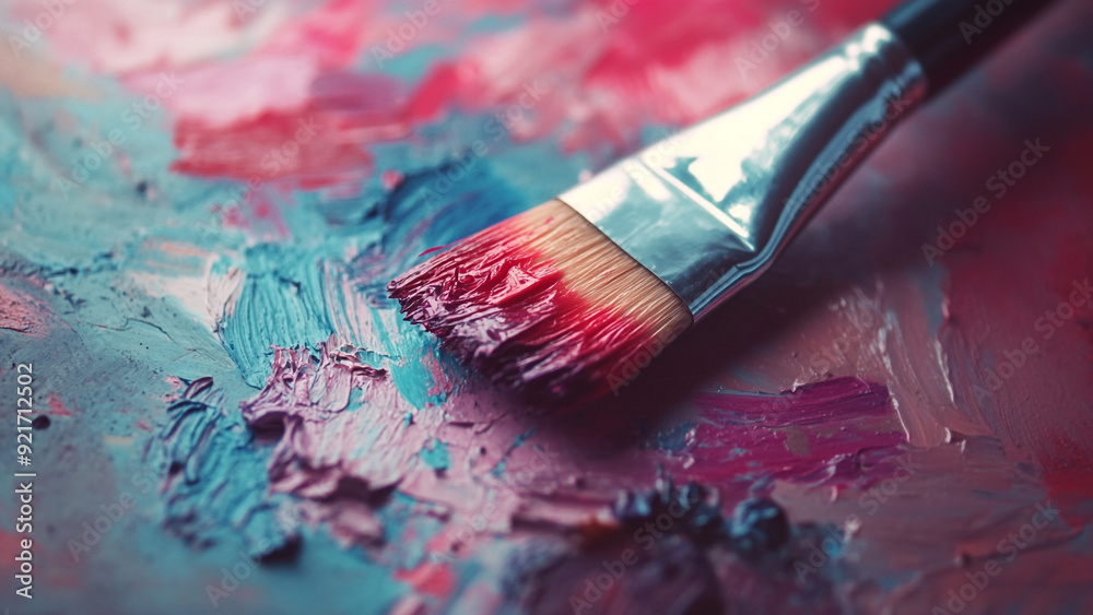 Obraz premium Close-Up of Paintbrush: Loaded with Paint