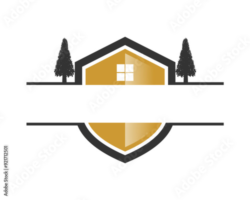 house with shield