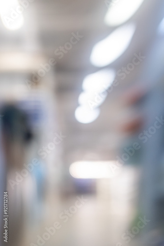 Out of focus bokeh of a supermarket.