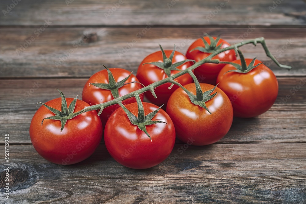 Ripe tomatoes on the wooden table Ripe tomatoes on the wooden table