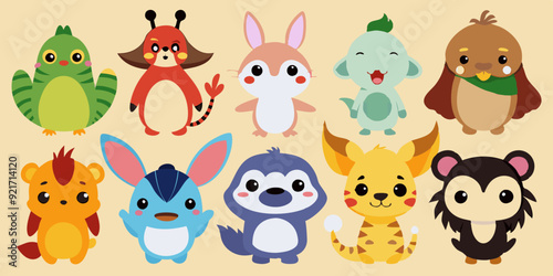 set of funny animals