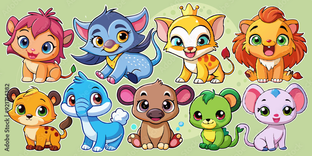 Obraz premium set of funny cartoon animals