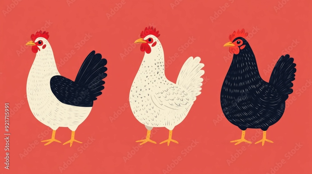 Flat design showcasing organic and sustainable poultry farming practices The image highlights the ethical treatment of animals harmony with the environment and the production of healthy Flat design showcasing organic and sustainable poultry farming practices The image highlights the ethical treatment of animals harmony with the environment and the production of healthy
