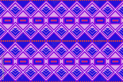 Geometric Tribal Pattern with Purple and Pink Diamonds