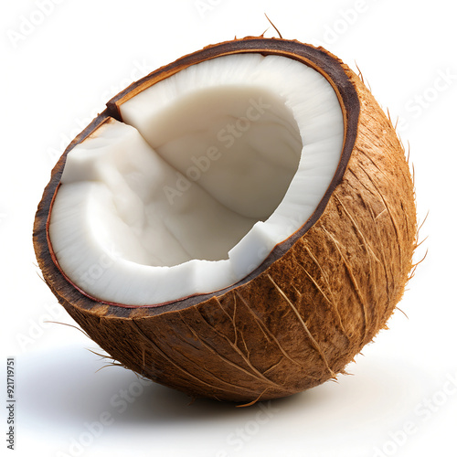 Isolated Coconut. A Sliced Coconut isolated on a white background