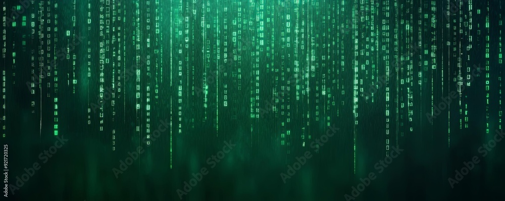 Digital rain with binary codes, technology abstract background, immersive and futuristic Digital rain with binary codes, technology abstract background, immersive and futuristic
