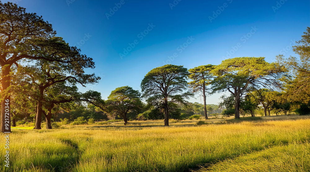 Fototapeta premium Scenic outdoor with a green park