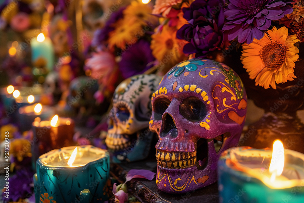 Beautiful greeting card with bright holiday composition for happy to joy celebrate dia de muertos Beautiful greeting card with bright holiday composition for happy to joy celebrate dia de muertos