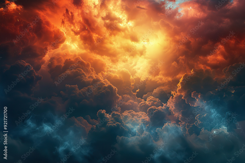 Generative ai on theme of scary huge hurricane fire tornado, apocalyptic dramatic background