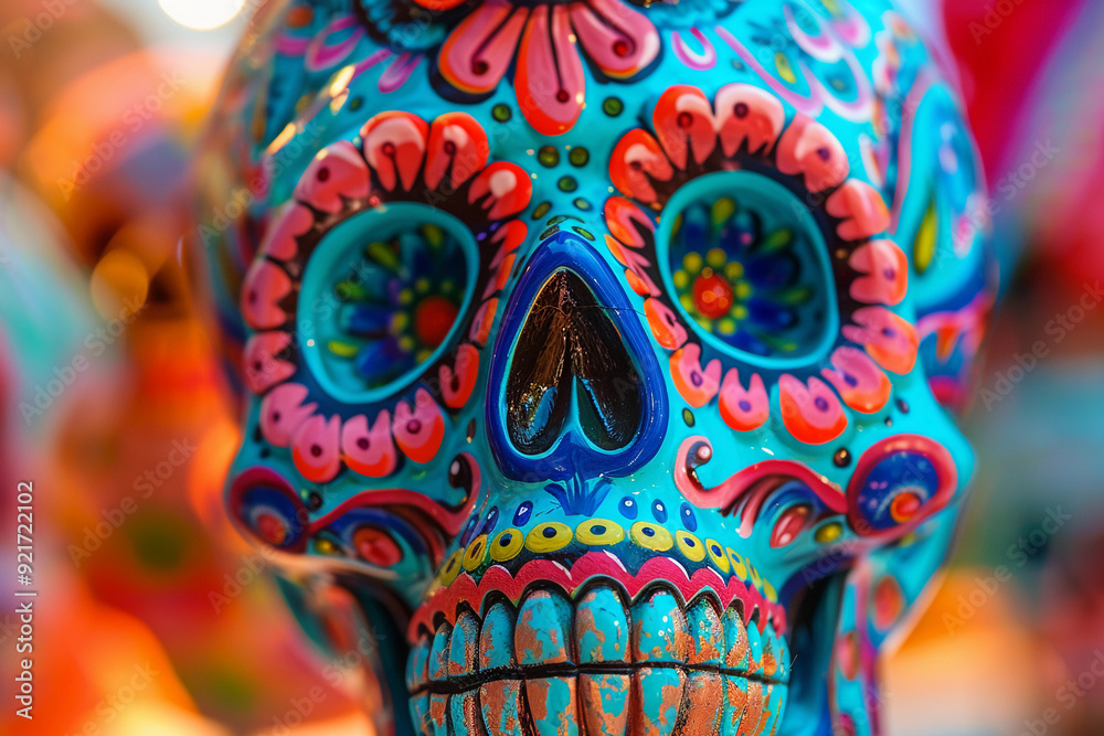 Fototapeta premium Beautiful greeting card with bright holiday composition for happy to joy celebrate dia de muertos