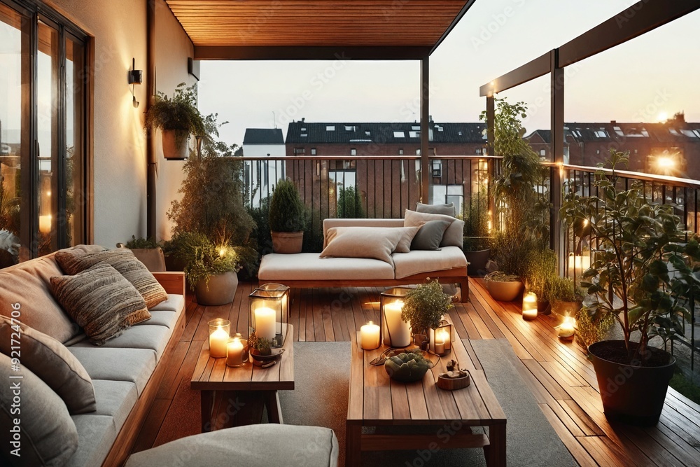 Fototapeta premium Cozy Balcony at Night