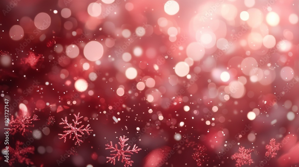 Winter Wonderland Background with Red Bokeh Snowflakes, Perfect for Holiday Season Designs Generative AI Winter Wonderland Background with Red Bokeh Snowflakes, Perfect for Holiday Season Designs Generative AI