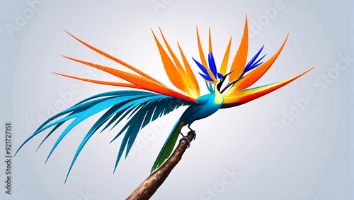 Radiant Bird of Paradise with Ample Copy Space Isolated on Solid Background for Your Text or Design photo