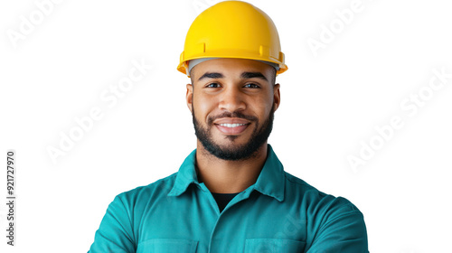 Dicut image of man worker standing with confident on a isolated transparent background.