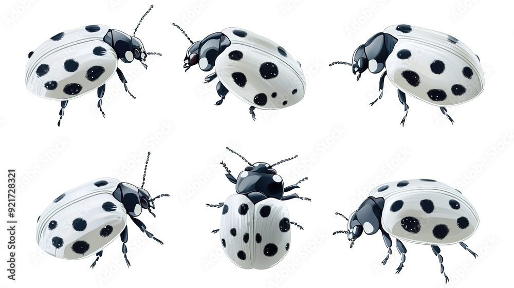 Ash Grey Lady Beetle Vector Art in Various Views on a White Background: Detailed and Versatile Illustration Ash Grey Lady Beetle Vector Art in Various Views on a White Background: Detailed and Versatile Illustration