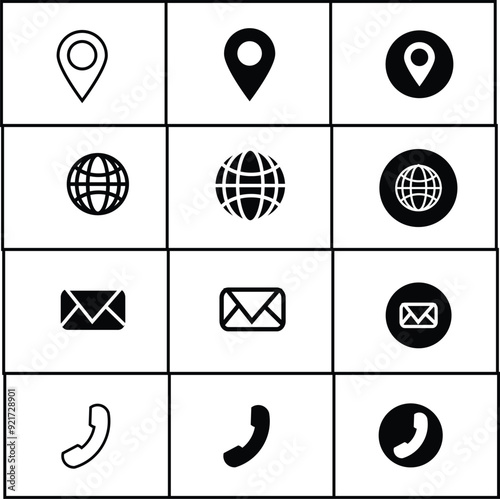 phone location web email icons 