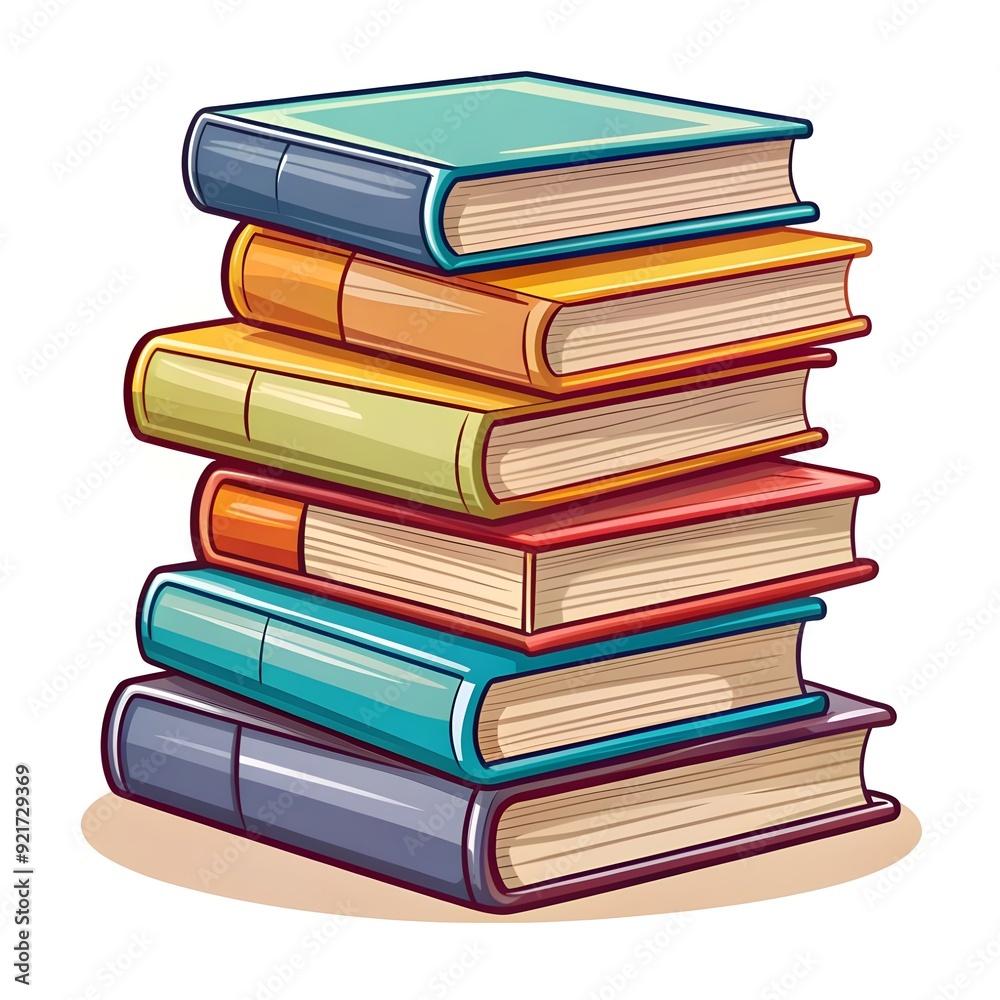 Flat Design Hand-Drawn Vector Stack of Books Illustration Flat Design Hand-Drawn Vector Stack of Books Illustration