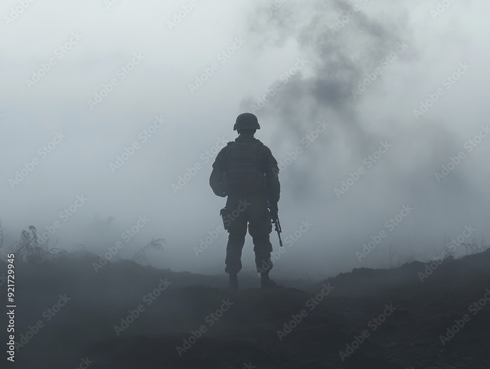 Soldier in Fog on Hill Soldier in Fog on Hill