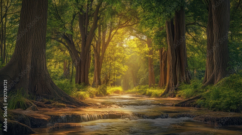 Fototapeta premium Sunlight Through Forest Canopy