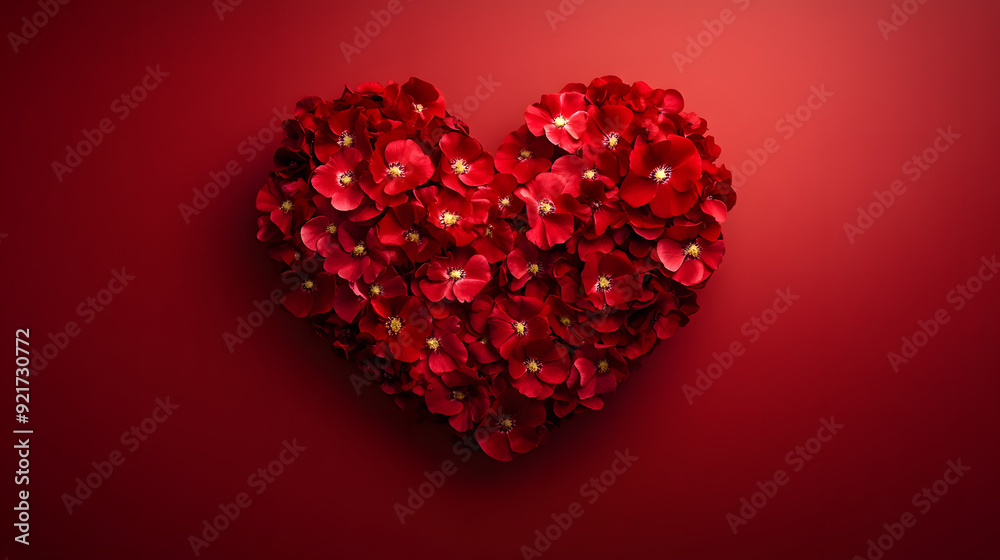 a red heart made of flowers on a red background a red heart made of flowers on a red background