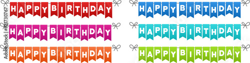 Happy Birthday flags banner. Celebration flags. Esp10 vector.