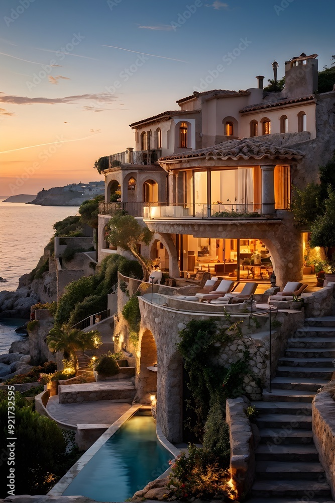 Naklejka premium mediterranean houses nestled in an idyllic coastal village