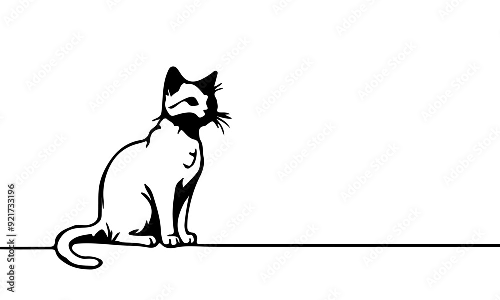 Cute Cat Sitting Black Sketch on White background. Hand Drawn Vector Outline Illustration of Cat Silhouette. Animal Contour Art. Cute Cat Sitting Black Sketch on White background. Hand Drawn Vector Outline Illustration of Cat Silhouette. Animal Contour Art.