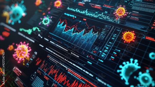 A detailed epidemiology poster with graphs and charts on disease spread and control measures