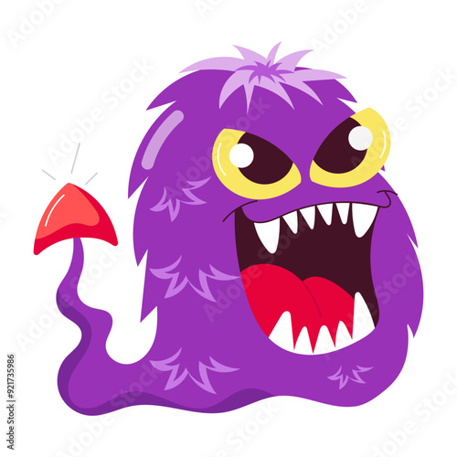 A flat style sticker of monster with spooky expressions 