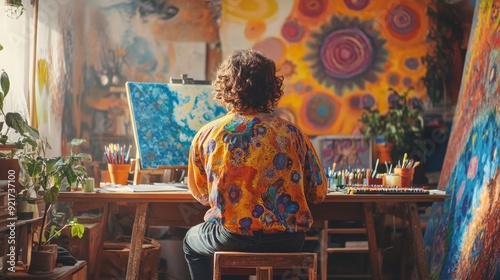 Artist working in their studio.