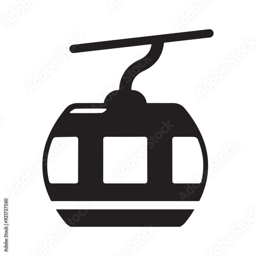 Gondola, ski, cable icon. Black vector graphics.