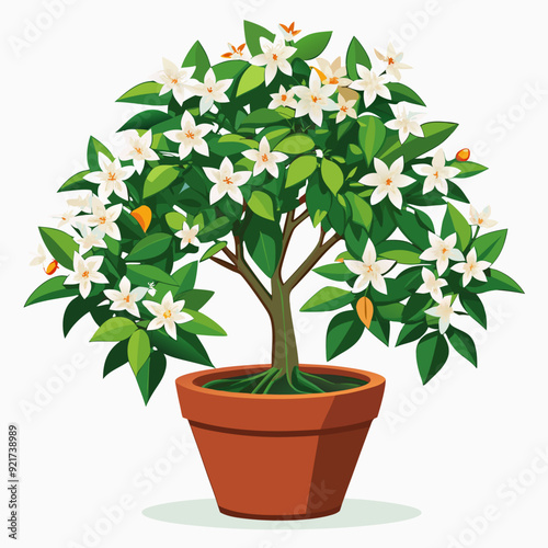 Jasmine tree in pot vector