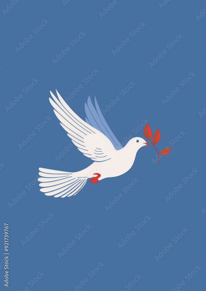 Fototapeta premium white dove in flight on a white background with an olive branch