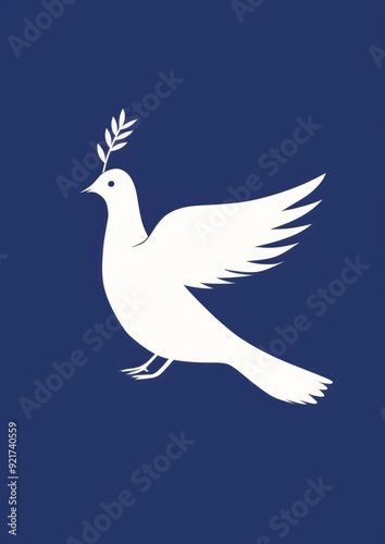 white dove in flight on a white background with an olive branch