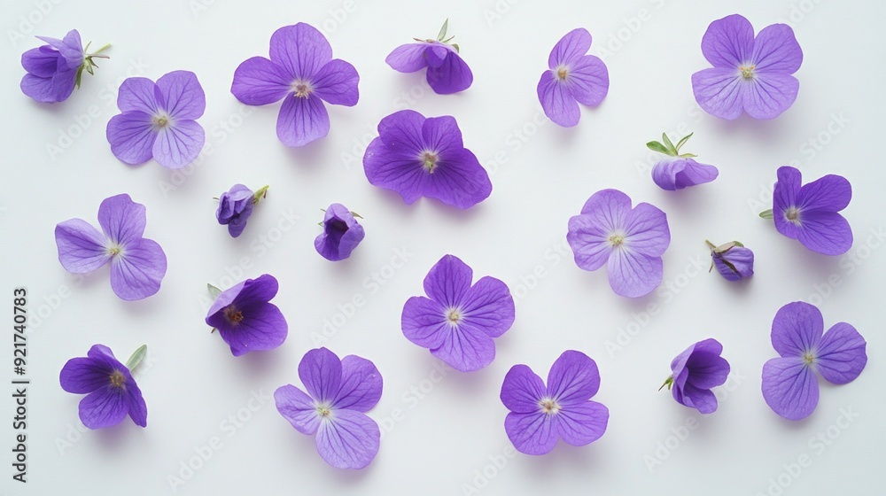 Purple flowers on white