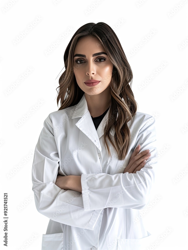 Portrait of successful female doctor, standing with arms crossed, isolated on white background. Portrait of successful female doctor, standing with arms crossed, isolated on white background.