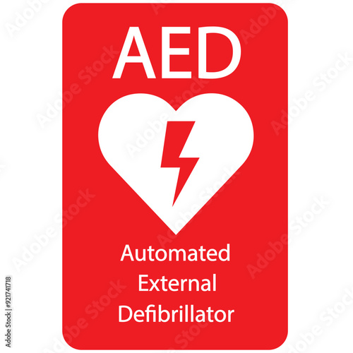 AED,automated external defibrillator aed sign with heart	
