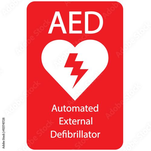 AED,automated external defibrillator aed sign with heart	
